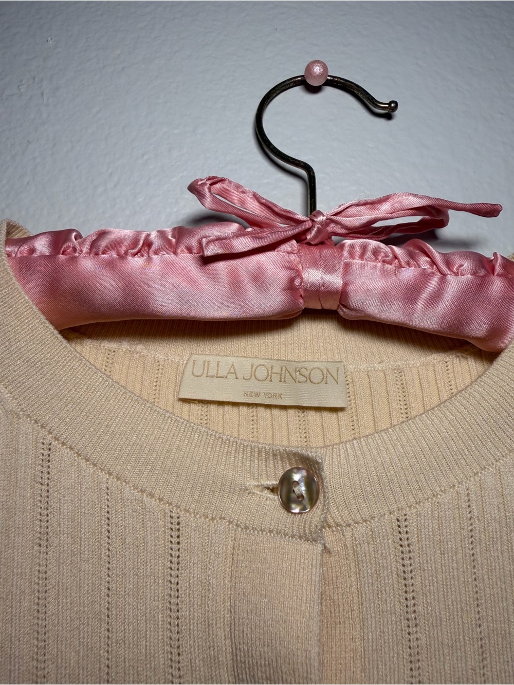 Ulla Johnson Beige Ribbed Button-Front Cardigan